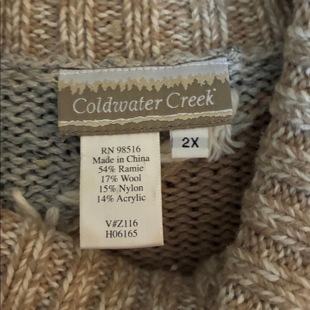 Coldwater Creek Multicolor Patchwork Cowl Neck Sw… - image 2